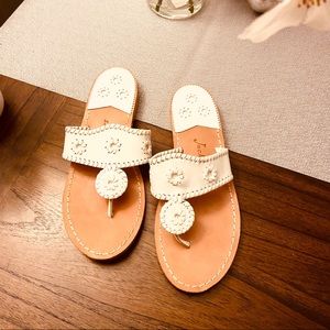 Jack Rogers White Leather Flip Flop Sandals Sz 10